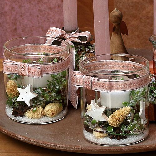 Floristik24 Deko stuha so vzorom ružová 15mm 20m