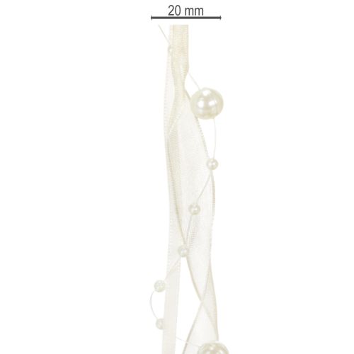 položky Dekoratívna stuha s perlami, krémová, 20 mm, 5 m