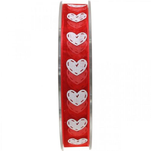 položky Ozdobná stuha srdiečka, svadobná dekorácia, stuha valentínska červená, biela 15mm 20m