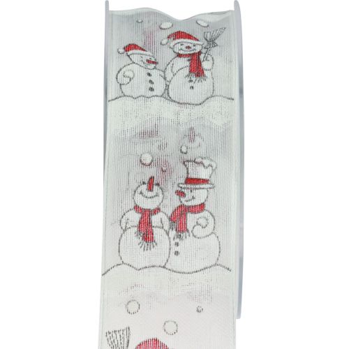 Floristik24 Darčeková stuha Vianočný snehuliak Zimná Červená Biela 40mm 15m