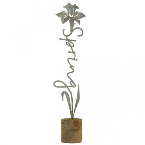 Floristik24 Kovový dekoračný kvet drevený stojan nápis Spring 6x9,5x39,5cm