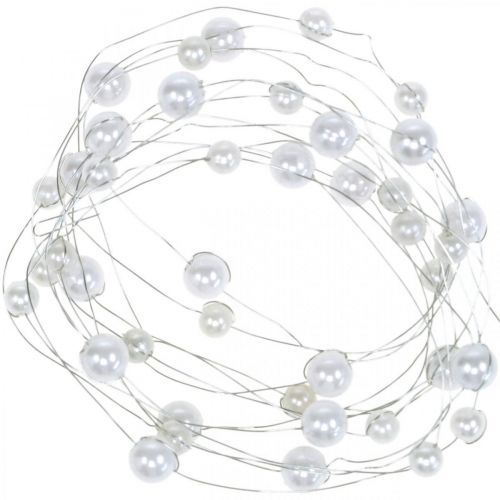 Floristik24 Ozdobný drôt, perlový náhrdelník na zdobenie, svadobná dekorácia, perlová stuha, girlanda 2,5m