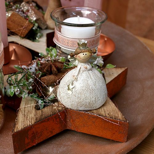 Floristik24 Deko postavička anjel 6,5cm krémová, zlatá 8ks