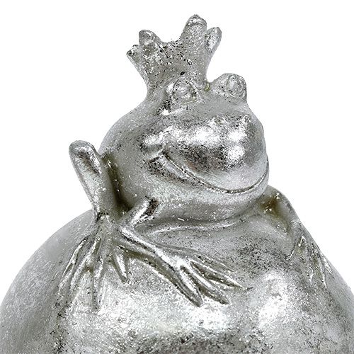 Deco figúrka žabka na guli strieborná 8cm 4ks | Floristik24.sk