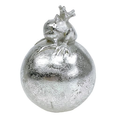 Deco figúrka žabka na guli strieborná 8cm 4ks | Floristik24.sk