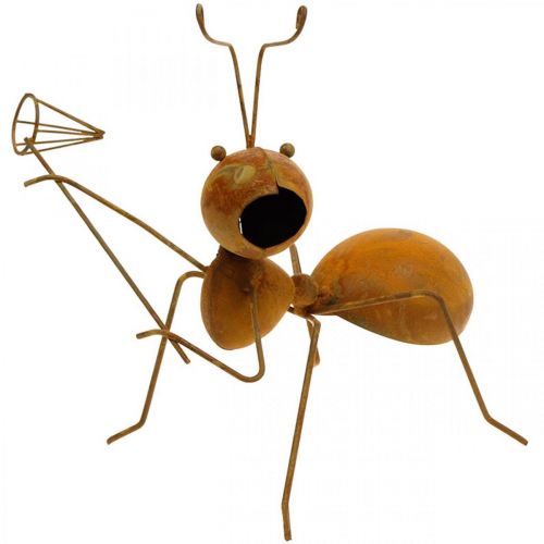 Dekoračná figúrka mravca kovová sieťka na motýle záhradná dekorácia hrdza 19cm