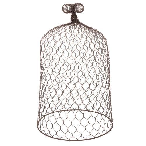 Dekoratívny kovový zvonček, lezecká pomôcka, drôtený kryt, hnedý, hrdzavý povrch, V 50/41 cm Ø 30/25 cm, sada 2 ks | Floristik24.sk
