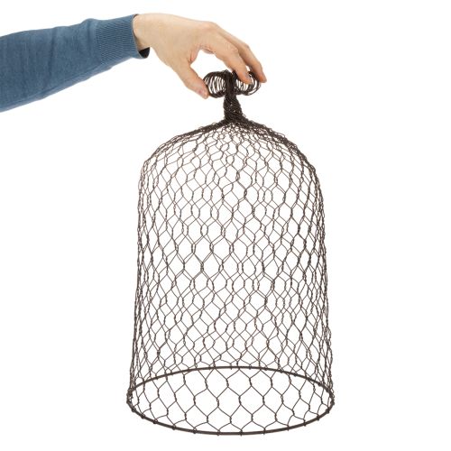 Dekoratívny kovový zvonček, lezecká pomôcka, drôtený kryt, hnedý, hrdzavý povrch, V 50/41 cm Ø 30/25 cm, sada 2 ks | Floristik24.sk