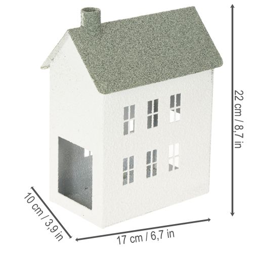Dekoratívny kovový domček v tvare s oknami a komínom, 22 cm | Floristik24.sk