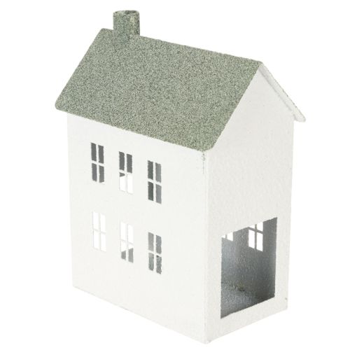 Dekoratívny kovový domček v tvare s oknami a komínom, 22 cm | Floristik24.sk