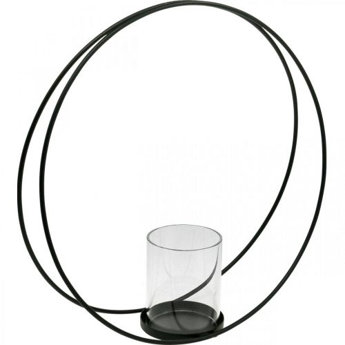 položky Ozdobný kruhový lampáš kovový svietnik čierny Ø35cm