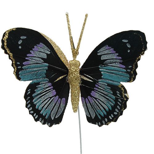 položky Motýľ z peria na drôte čierny triedený 7,5cm - 8,5cm 6ks