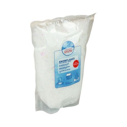 položky Falošné snehové umelé snehové vločky snehovo biele trblietky 200g