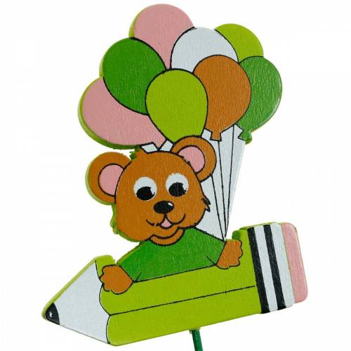 položky Deko pero s medvedíkom a balónikmi kvetinová zátka letná detská dekorácia 16 kusov