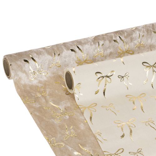 Prestieranie na stôl, dekoračná látka s úzkymi mašľami, na rolke, 120x35cm, 2 kusy