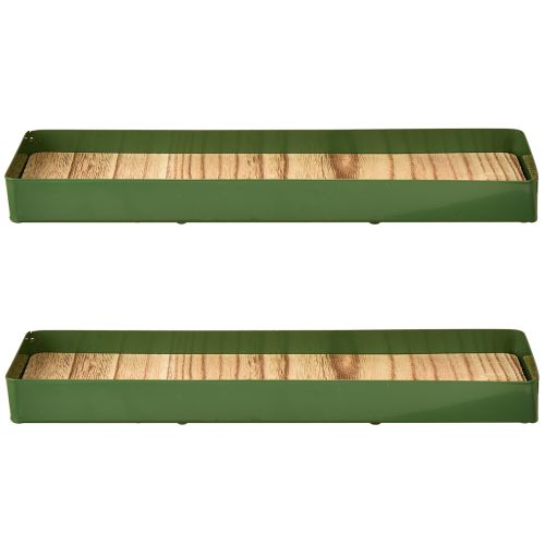 položky Dekoratívna tácka kovová drevená kovová tácka zelená 35,5×11×3cm 2ks