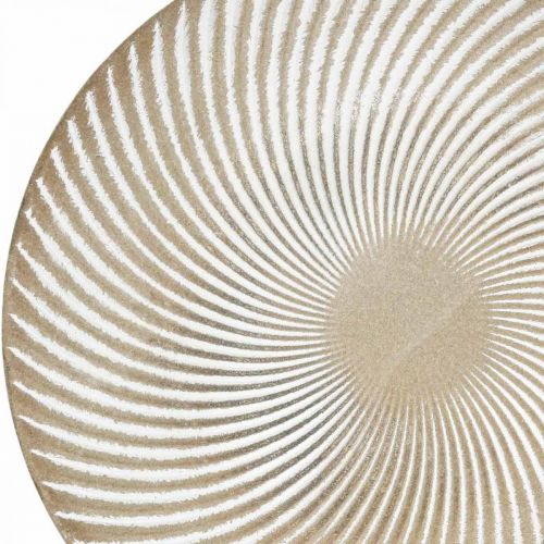 položky Dekoračný tanier okrúhly bielohnedé drážky stolová dekorácia Ø30cm V3cm
