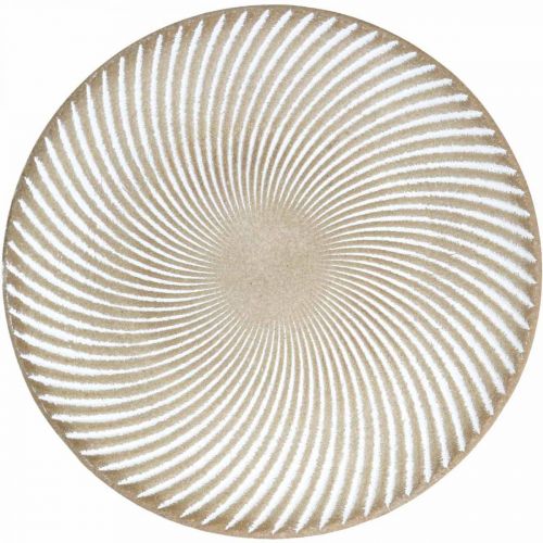 Floristik24 Dekoračný tanier okrúhly bielohnedé drážky stolová dekorácia Ø35cm V3cm