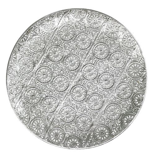 Floristik24 Dekoračný tanier strieborný s ornamentom Ø32cm