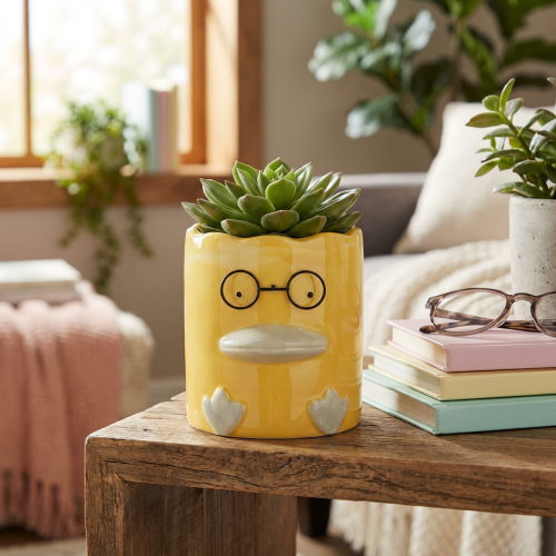 položky Valcovitá dekoratívna keramická váza v tvare kačky pre štýlový domov, 13 cm, 2 kusy