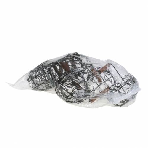 položky Variácia mini drôteného koša s drevenou rukoväťou, hrdzavohnedá, V10,5–11,5 cm, 9 kusov