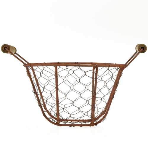položky Drôtený košík, kovový košík s rúčkou, dekorácia z dreva a hrdze, Ø18 cm