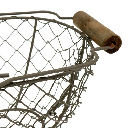 položky Drôtený košík s drevenou rúčkou Hnedý 20cm