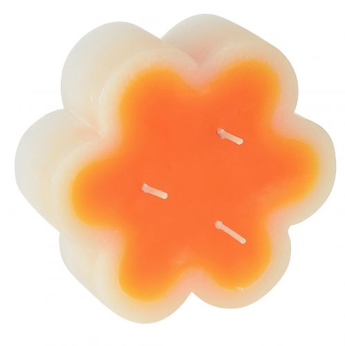 položky Trojknôtová sviečka biela oranžová v tvare kvetu Ø11,5cm V4cm