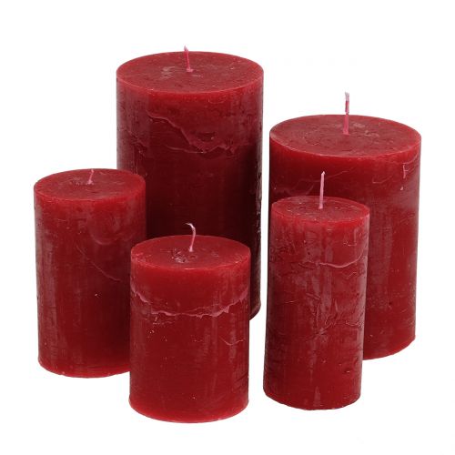 Floristik24 Jednofarebné sviečky tmavočervené rôznych veľkostí
