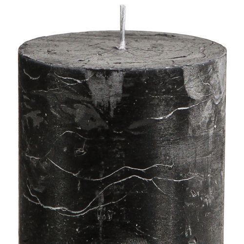 položky Čierne stĺpové sviečky, jednofarebné, 70 × 120 mm, sada 4 kusov - Rustikálne dekoratívne sviečky pre štýlovú výzdobu stola a aromaterapiu