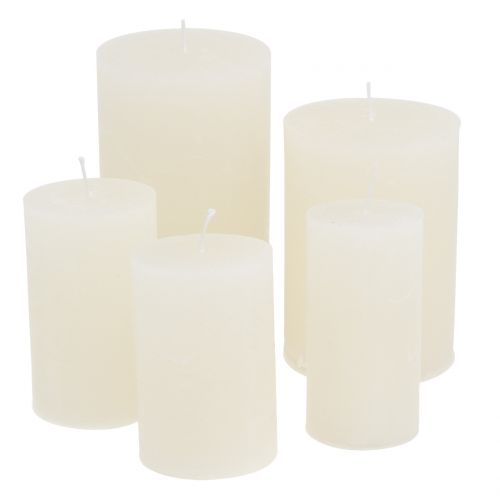 Floristik24 Farebné sviečky biele rôzne veľkosti