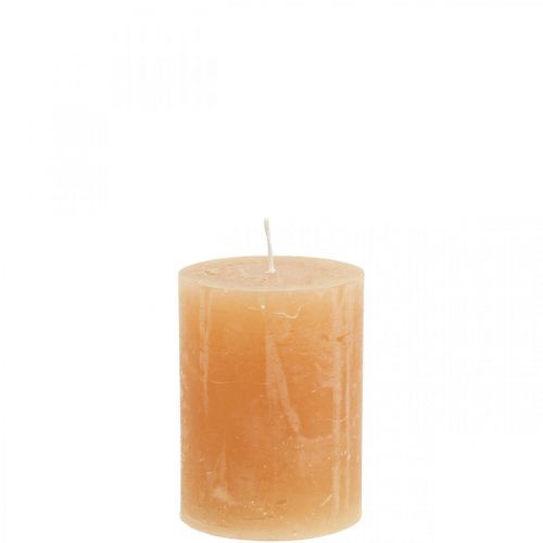 Jednofarebné sviečky Oranžové Peach stĺpové sviečky 60×80mm 4ks