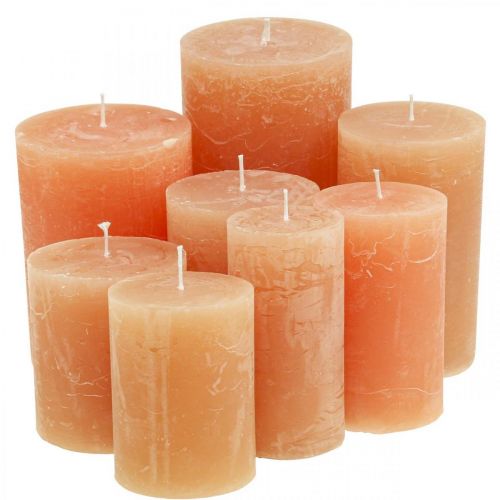 Floristik24 Farebné sviečky Orange Peach Rôzne veľkosti