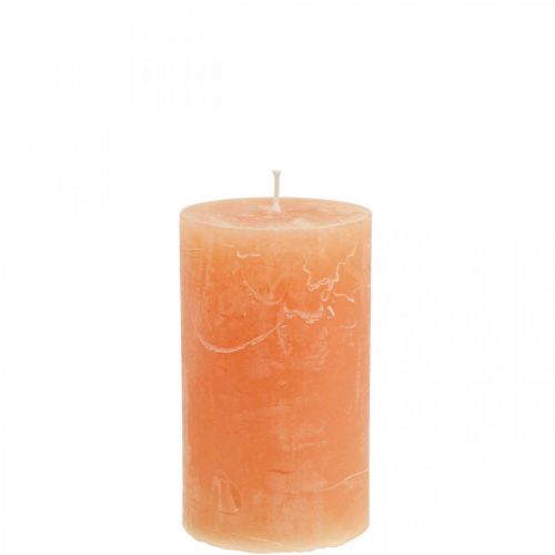 Floristik24 Jednofarebné sviečky Oranžové Peach stĺpové sviečky 60×100mm 4ks