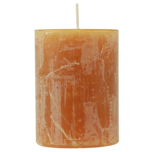 Floristik24 Jednofarebné sviečky žlté Rustic Safe Candle 80×110mm 4ks