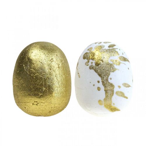 Floristik24 Polystyrénové vajíčka Polystyrénové kraslice ozdoba z bieleho zlata 3cm 32 kusov