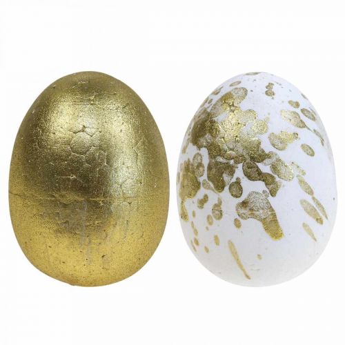 Floristik24 Polystyrénové vajíčka Polystyrénové kraslice ozdoba z bieleho zlata 5cm 12ks