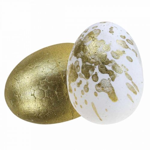 položky Polystyrénové vajíčka Polystyrénové kraslice ozdoba z bieleho zlata 5cm 12ks