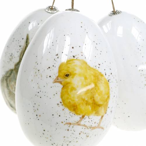položky Veľkonočné vajíčka na zavesenie s motívom zvieratiek kuriatko, vtáčik, králik biely sortiment 3ks