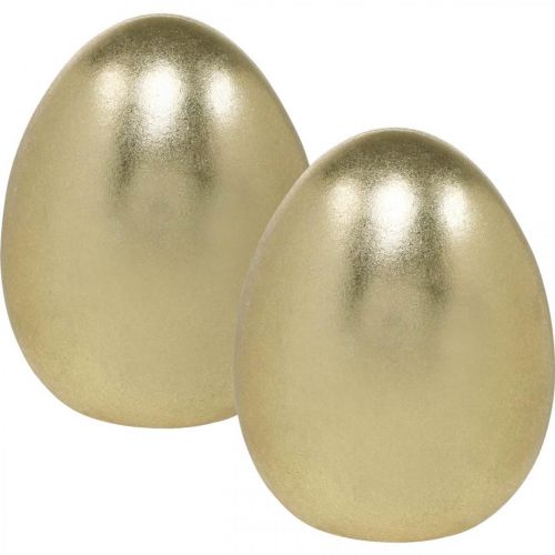 Floristik24 Zlaté ozdobné vajíčko, dekorácia na Veľkú noc, keramické vajíčko V13cm Ø10,5cm 2ks