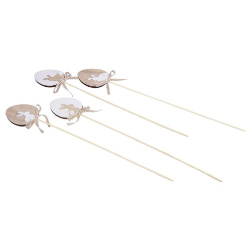 položky Kvetinová zátka Veľkonočná dekorácia drevené vajíčko so zajačikom prírodný 5×7cm 12 ks