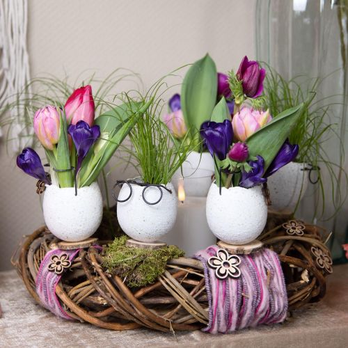 položky Vajíčko s pohármi dekoračná váza biela Veľkonočná dekorácia Ø7,5cm V9cm 6 kusov