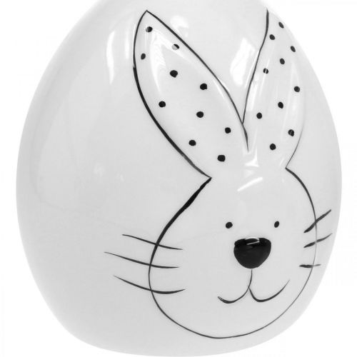 položky Dekoračná vajíčková keramika so zajačikom, veľkonočná dekorácia moderná, kraslica s motívom zajačika Ø11cm V12,5cm sada 4ks