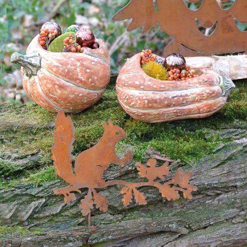 položky Záhradné kolíky veverička na konári patina kovu V42cm 3ks