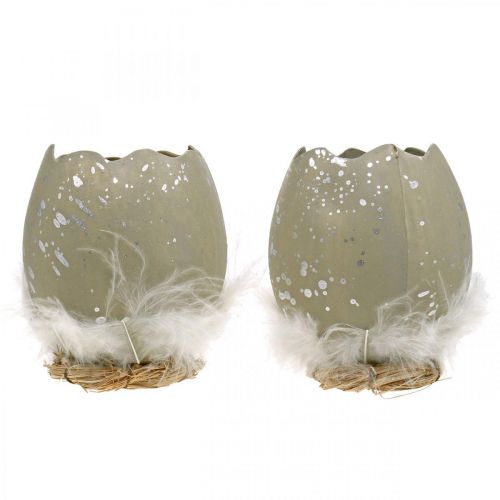 položky Vajíčko na zdobenie, Veľká noc, deko vajíčko polovica, jarná dekorácia Ø8cm V10cm sivá, strieborná 4ks