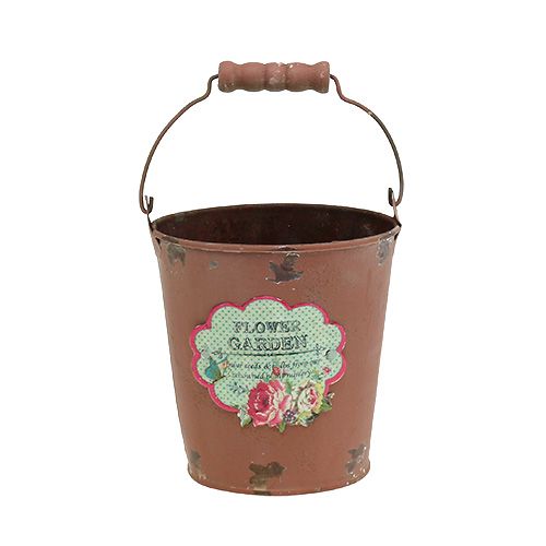 Floristik24 Vedro s motívom Brown aged finish Ø11cm H12cm