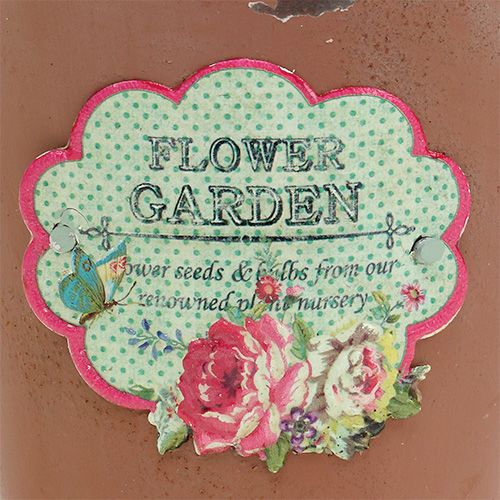 Floristik24 Vedro s motívom Brown aged finish Ø11cm H12cm