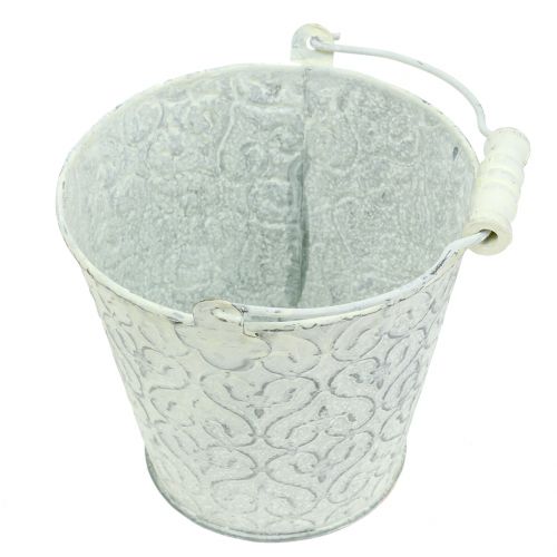Zinkové vedro umyté dekor krémom Ø11cm V10,5cm | Floristik24.sk