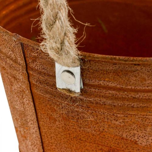 položky Kovový hrniec s rúčkami, bylinkový hrniec, hrdzavá dekorácia Ø16,5cm V15cm