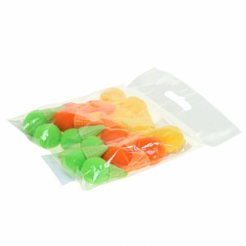 položky Zmrzlina vo vafli umelá zelená, žltá, oranžová asort 3,5 cm 18 ks